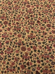 Vintage 70s Small Floral Boho Calico Cotton Fabric 7 Yds x 44” Beige Dusty Rose - Picture 1 of 4