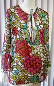 TRINA TURK 100% SILK SPA & SWIM COLLECTION Top COVER UP LONG SLEEVE SIZE XS - Picture 1 of 7