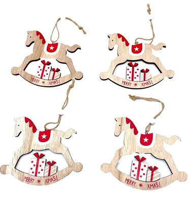 4x Pferd Aufhängeband Christbaumschmuck Geschenkanhänger Deko Weihnachten - Bild 1 von 4