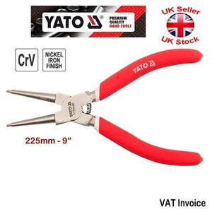 Yato Professional CIRCLIP ZANGE Zoll Druckknopfring gerade Zange innen 225 mm 9 - Bild 1 von 3