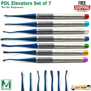 Dental PDL Luxating Elevator Set of 7 Micro-Serrated Tooth Implant Surgery Blue - Picture 1 of 9