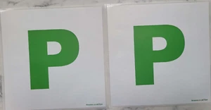 2X Self Adhesive Learning Driver Stickers P Plates - DVLA Legal Size - NEW UK - Picture 1 of 2