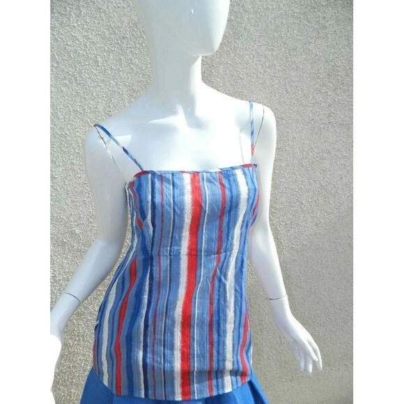 Top Cami Marc by Marc Jacobs Azul Rojo Sin Mangas Correa de Espagueti Cami Talla 4 Foto 1 de 4