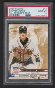 2001 PACIFIC NL DECADE'S BEST #17 CHIPPER JONES GRADED PSA 10 GEM MINT POP 2 - Picture 1 of 2