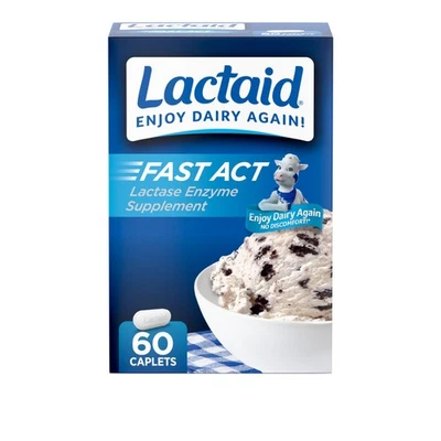 Fast Act Lactose Intolerance Relief Caplets, Lactase Enzyme to Prevent Gas, - Image 1 of 4