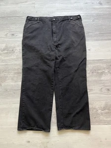 Vtg 1960s RARE Big Mac Black Denim Baggy Jeans Star & Wreath Brass Buttons 40x32 - Picture 1 of 7