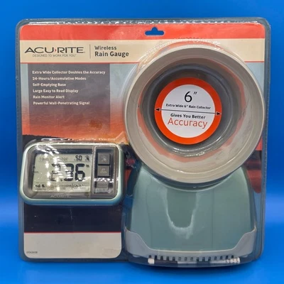 AcuRite Pluviómetro Inalámbrico Extra Ancho 6" Colector de Lluvia Base Autovaciable NUEVO Foto 1 de 4
