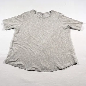 Eileen Fisher Gray Organic Cotton System Jersey Melange Elbow-Sleeve Tee Top XL - Picture 1 of 8