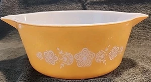 Cazuela vintage Pyrex 475-B oro mariposa 11" redonda 2,5 cuartos sin tapa - Imagen 1 de 7