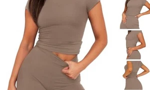 Womens Two Piece Lounge Sets Casual Summer Outfits 2 Piece Short Matching - Picture 1 of 5