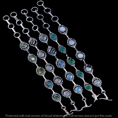 Compra lote de joyas enchapadas en plata de ley 925 pulseras de ónix verde y mezcla de piedras preciosas Foto 1 de 4