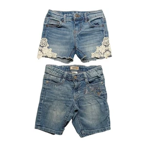 Lot of 2 Jean Shorts Route 66 Cat & Jack Girls 7 Mixed Brands Blue Cotton Blend - Picture 1 of 6