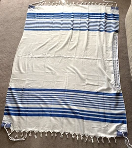 Jewish Tallit Prayer Shawl 66" x 50" Blue & Silver NEW - Picture 1 of 5