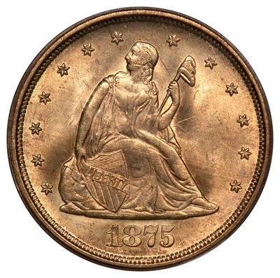 1875-S 20C 二十美分 PCGS 评级 MS64 (CAC) — 第 1/3 张图片