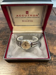 Vintage Bulova Accutron M6 1966 10k GF Gold Filled With Case Needs Battery - Picture 1 of 13