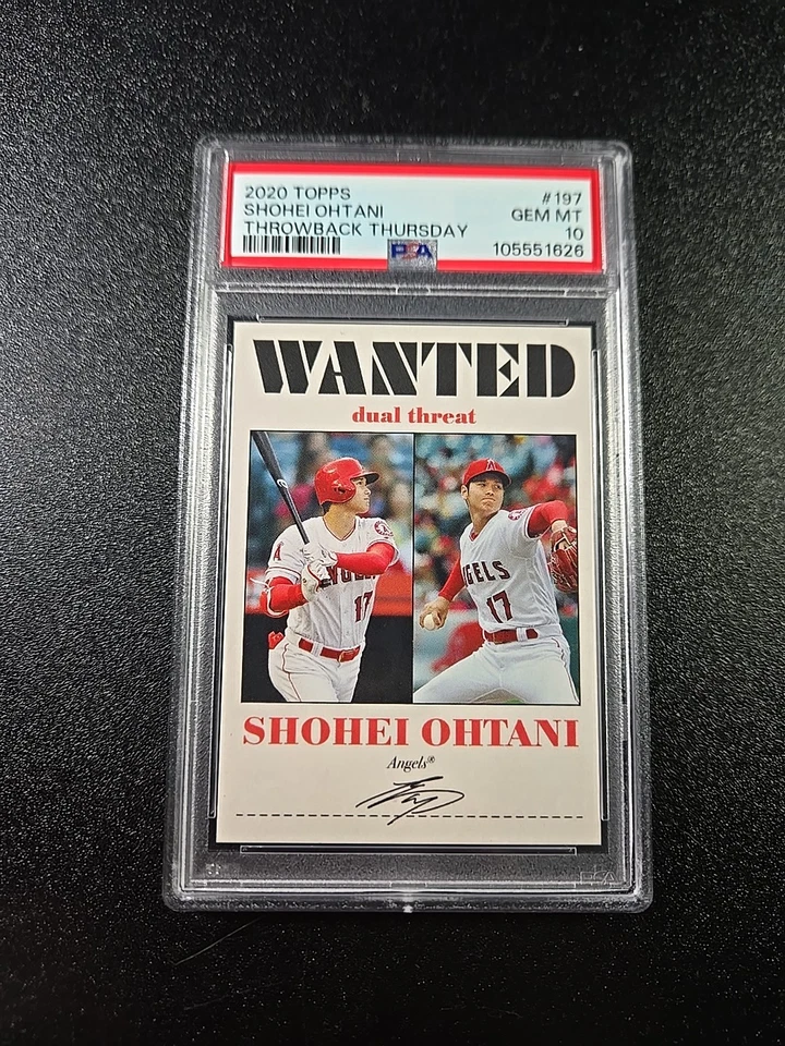 PSA 10 Shohei Ohtani TBT Throwback Thursday 2020 #197 Wanted Dual Threat - Image 1 of 4