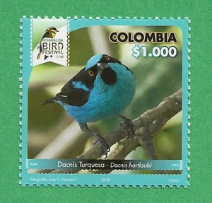 Colombia 2018 MNH Turquoise Dacnis Risaralda Bird Festival Stamp - Picture 1 of 1