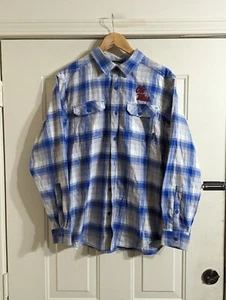 Ole Miss Rebels SEC The Grove Columbia Blue Plaid Flannel LS Shirt Mens Medium  - Picture 1 of 8