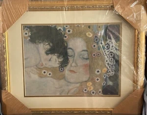 Gustav Klimt Mutter & Kind Druck 19 x 23" Wandbild Glas ~ Holz, gerahmt NEU! - Bild 1 von 9