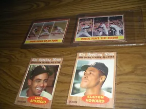 4 1962TOPPS BASEBALL3 ARE HOF312 WARREN SPAHN 317 STAN MUSIAL469 L. APARICIO,473 - Imagen 1 de 12