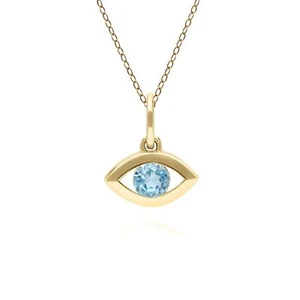 Colgante de topacio azul para mal de ojo ECFEW™ en oro amarillo de 9 quilates - Imagen 1 de 1