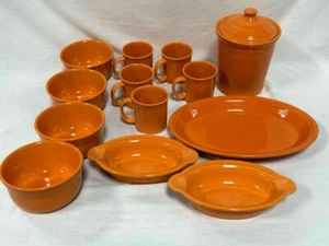 Fiesta Fiestaware Tangerine Orange Gusto Bowls, Platter, Mugs, Casserole Dishes - Picture 1 of 16