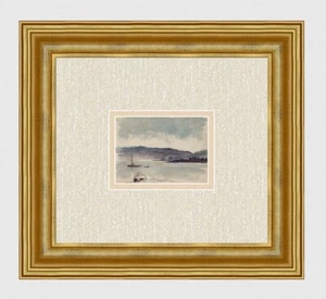 1800s ORIGINAL English Watercolor "Return of the Fisherman" GALLERY FRAMED COA - Picture 1 of 3