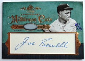 Joe Sewell 2005 SP Legendary Cuts Middlemen Auto #15/76 Cleveland Indians HOF
