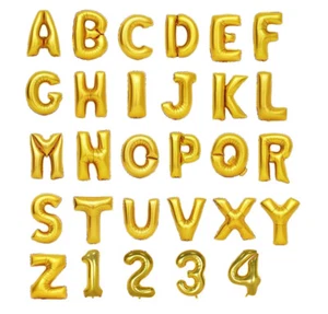 16" & 40" Gold Helium Foil Balloons Letters and Numbers - Picture 1 of 3