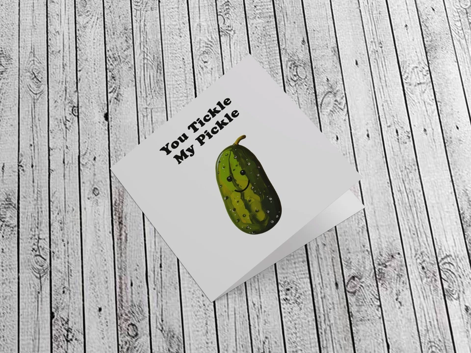 You Tickle My Pickle Joke Card Gift Square Kraft Envelope Funny Humour Valentine - Image 1 of 1