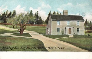 Postcard Amesbury Massachusetts MA Macy House 1654 Whittiers Poem The Exiles DB - Picture 1 of 2