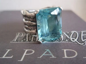 SILPADA RETIRED Sterling Silver 925 Aqua Large Blue Glass Ring Size 7 3/4 R1608 - Picture 1 of 23