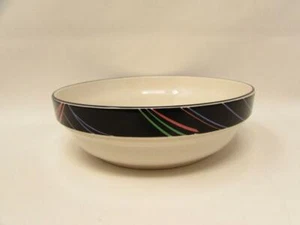 Escapade by Sango Coupe Cereal Bowl Multicolor Stripes On Black Rim b168 - Picture 1 of 2