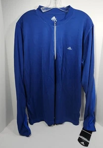 NWT Adidas ClimaLite Adventure 1/2 Zip Men's Microfiber LS Shirt XXL Blue - Picture 1 of 14