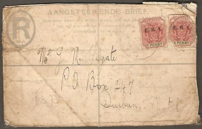 1901 África do Sul Era da Guerra dos Bôeres ERI / E.R.I. Capa registrada 1D para Durban - Imagem 1 de 2