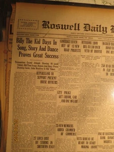 Billy the Kid Days in Song, Story & Dance Roswell casi nuevo periódico 1931 Outlaw - Imagen 1 de 2
