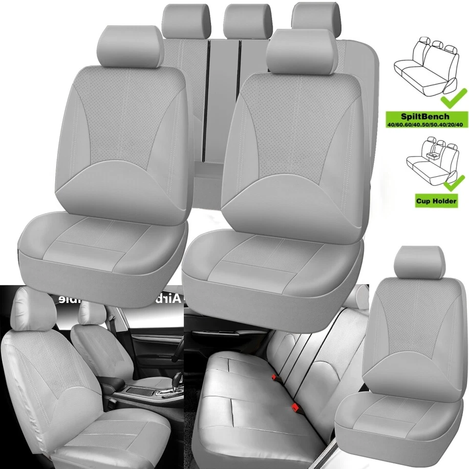 Juego completo de funda de asiento de auto de cuero PU para HONDA 5 asientos protector trasero delantero Foto 1 de 4