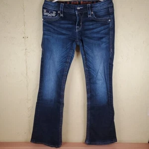 Rock Revival Jeans Women’s Size 27 Iselin Easy Boot Denim Rhinestones Sequins - Picture 1 of 16