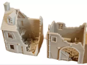 2 Damaged Destroyed House 1/72 Wargaming etc WW2 WW1 (a) - Picture 1 of 5