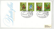 GREAT BRITAIN CONSERVATION SOC. BUTTERFLIES SET FDC CANCEL PEACOCK + CARD