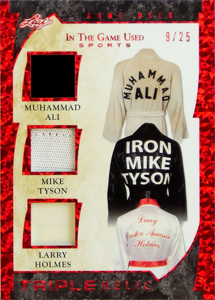 2022 Leaf Triple Relic Muhammad Ali Mike Tyson Larry Holmes /25 Game Used!! - Image 1 of 2
