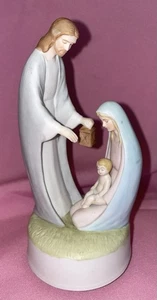 Caja de música romana vintage de porcelana de la Sagrada Familia O Noche Santa Jesús María José - Imagen 1 de 8