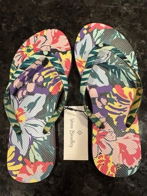 Vera Bradley Women's Flip Flop Happy Blooms Print Small (5-6) New With Tags - Image 1 of 4