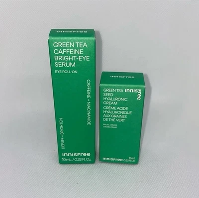 Paquete de suero para ojos y crema hialurónica Innisfree Green Tea | NUEVO | Exp 2027 Foto 1 de 4