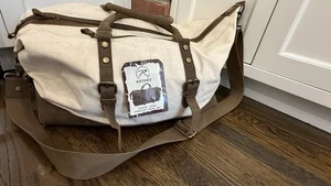 Rothco Vintage Natural Leather Carry On Travel Bag Military Style Canvas Duffel - Picture 1 of 8