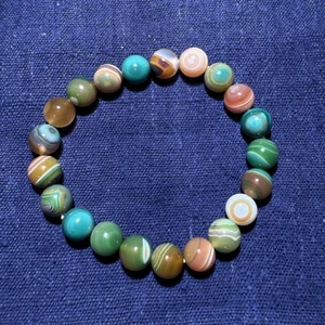 🌟🔥🚀COLLECTOR GRADE!Rare China Inner Mongolia Gobi Eye Agate Bead Bracelet - Picture 1 of 11