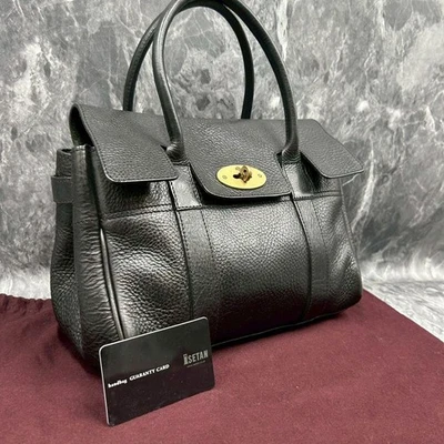 Mulberry Small Bayswater Leather Tote Handbag Black Women Used Authentic - Image 1 of 4