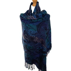Vince Camuto Blue Purple Paisley Print Shawl Large Scarf - Picture 1 of 6