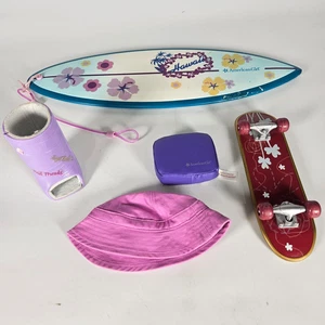 American Girl Doll Accessory Lot Sand and Surf Surfboard Hawaii Skateboard Cast - Picture 1 of 5
