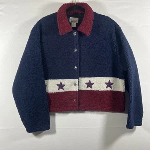 Christopher and Banks Sweater Womens Size XL Navy Blue Patriotic Flag Fleece - Bild 1 von 9